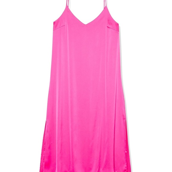 Pink Satin Slip Dress with Spaghetti Straps and V-Neckline, size small - Picture 4 of 6